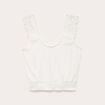 Top droit court sans manches en dentelle ecru femme