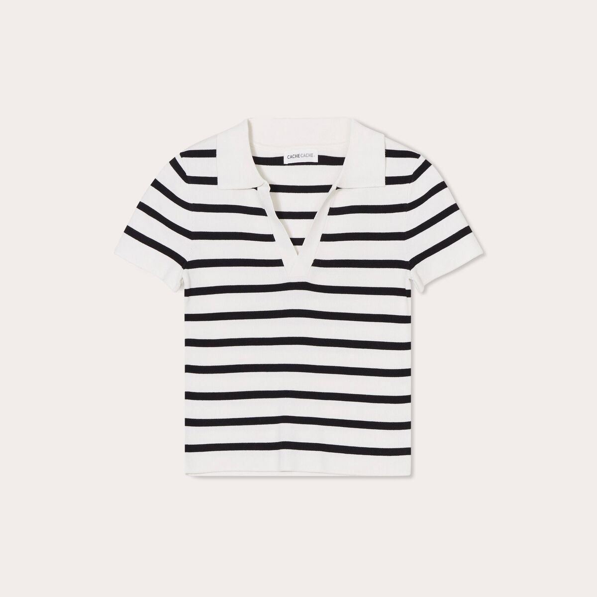 T-shirt manches courtes col polo blanc femme