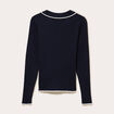 Polo ajust&eacute; cropped manches longues bleu marine femme