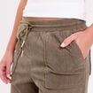 Pantalon jogging velours vert kaki femme