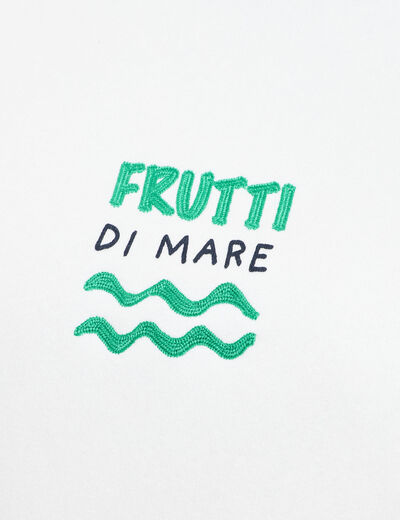Sweat oversize print dos ecru femme