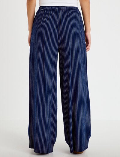 Pantalon large taille standard bleu femme