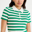 T-shirt c&ocirc;tel&eacute; col polo vert femme