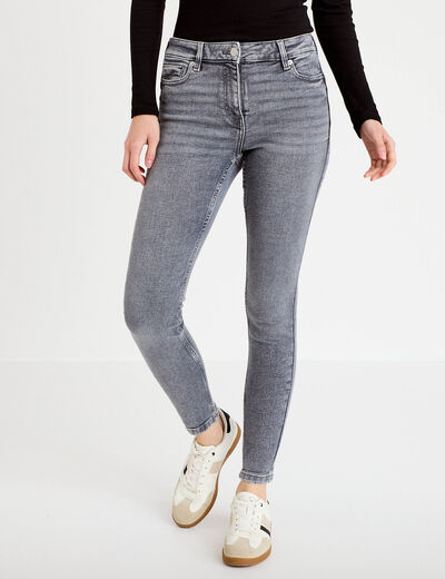 Jean skinny push-up taille standard denim gris clair femme