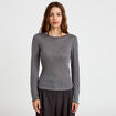 T-shirt ajust&eacute; col rond manches longues gris fonc&eacute; femme