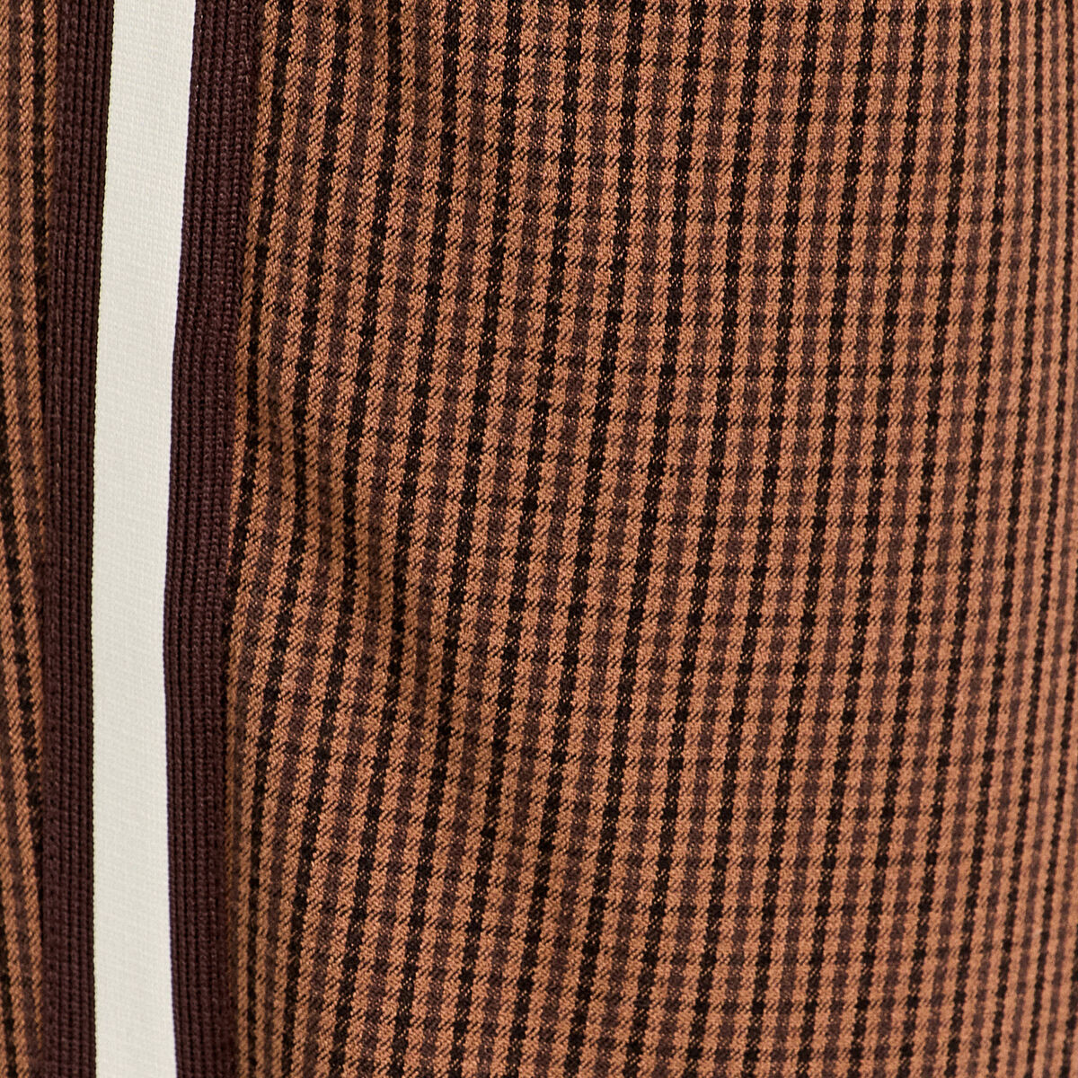 Pantalon large bandes c&ocirc;t&eacute;s marron fonc&eacute; femme