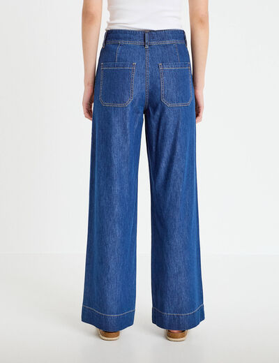 Jean wide leg taille standard denim stone femme