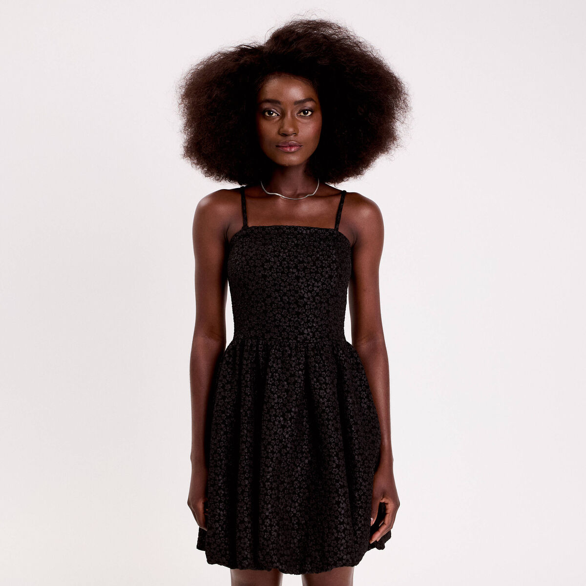 Robe effet boule &agrave; bretelles amobiles noir femme