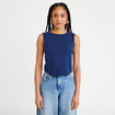 D&eacute;bardeur cropped bleu fonc&eacute; femme