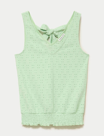 D&eacute;bardeur ajour&eacute; col v bas resserr&eacute; vert pastel femme