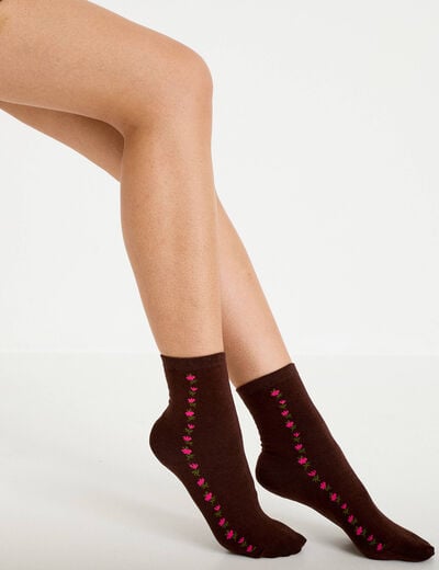 Lot de 3 paires de chaussettes bordeaux femme