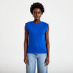 T-shirt col rond sans manches bleu electrique femme