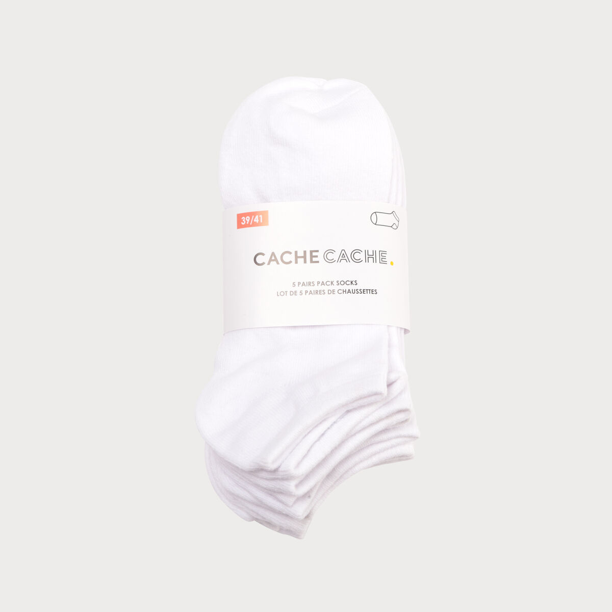 Lot de 5 paires de chaussettes unies ecru femme