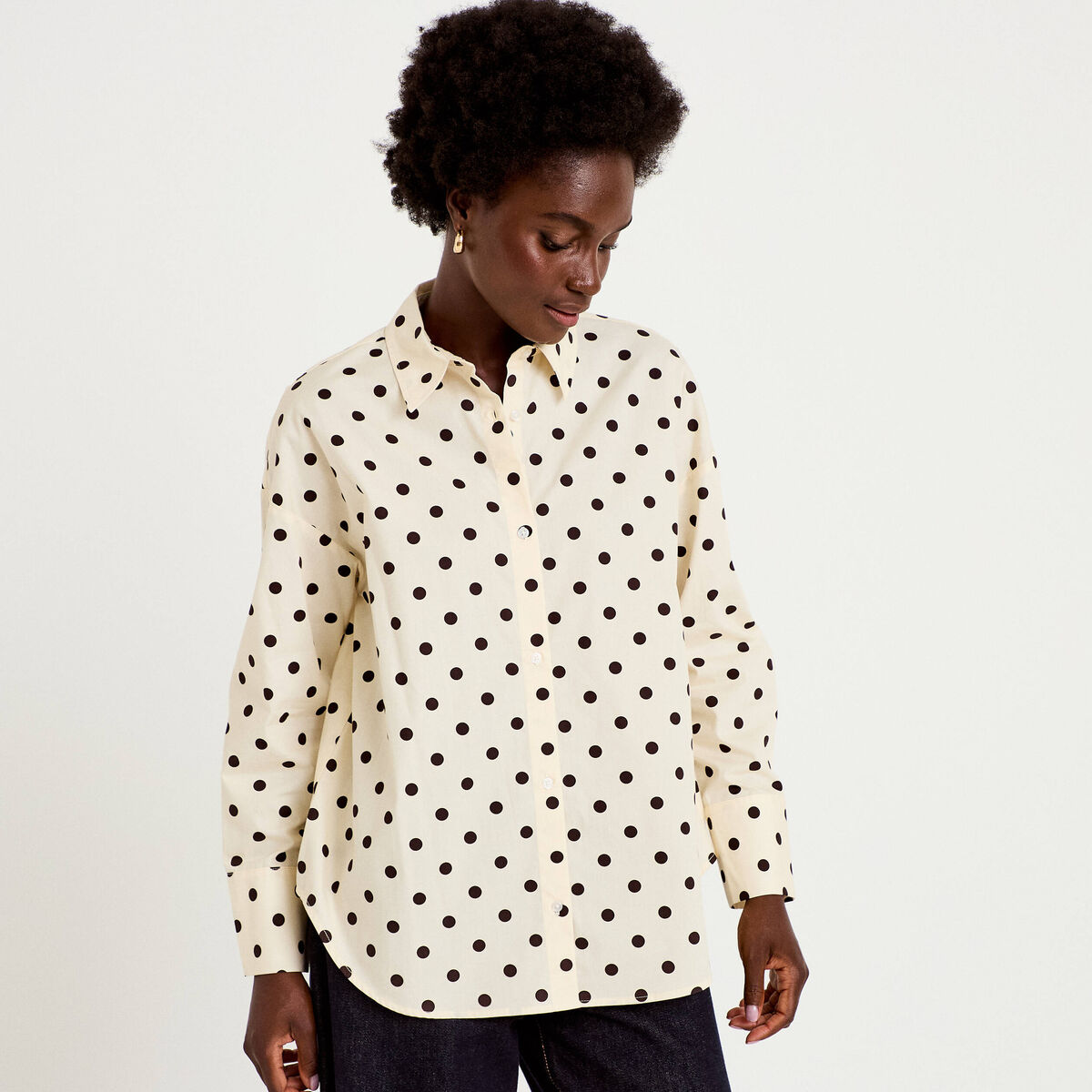 Chemise oversize manches longues blanc femme