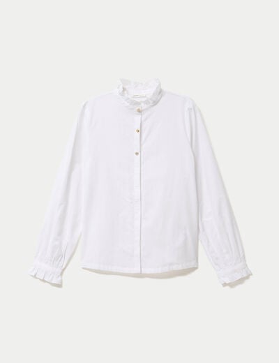 Chemise droite manches longues ecru femme