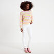 Pull col bateau manches longues jaune clair femme