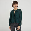 Blouse nou&eacute;e strass vert fonc&eacute; femme