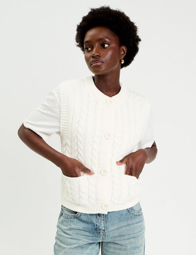 Gilet sans manches ecru femme