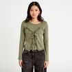 T-shirt 2-en-1 vert kaki femme
