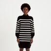 Robe pull droite manches longues noir femme