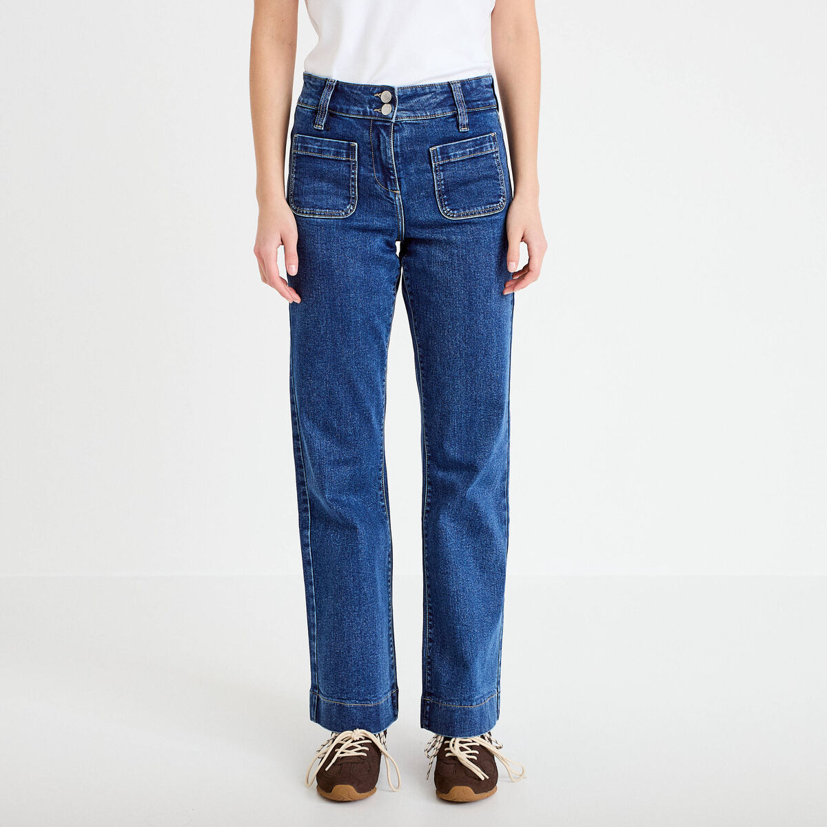 Jean bootcut taille haute denim stone femme