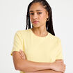 T-shirt col rond manches courtes jaune pastel femme