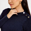 Robe pull ajust&eacute;e manches longues bleu marine femme