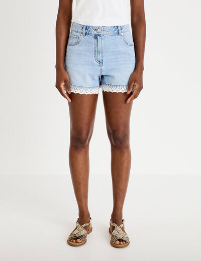 Short en jean denim bleach femme