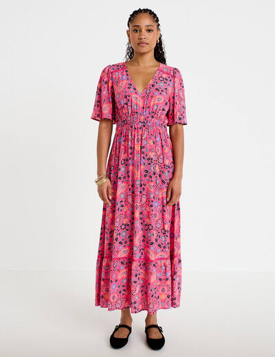 Robe &eacute;vas&eacute;e rose femme