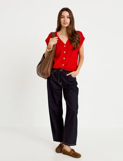 Gilet sans manches rouge femme