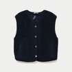 Gilet sans manches effet polaire col v bleu marine femme