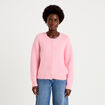 Gilet ample col rond manches longues rose femme