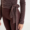 Cache-coeur droit manches longues marron clair femme