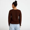 Gilet ajour&eacute; manches longues dentelle marron fonc&eacute; femme