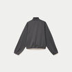 Veste effet boule col montant tweed noir femme