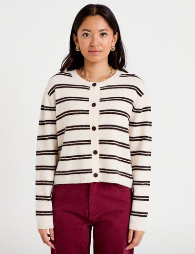 Gilet manches longues ecru femme