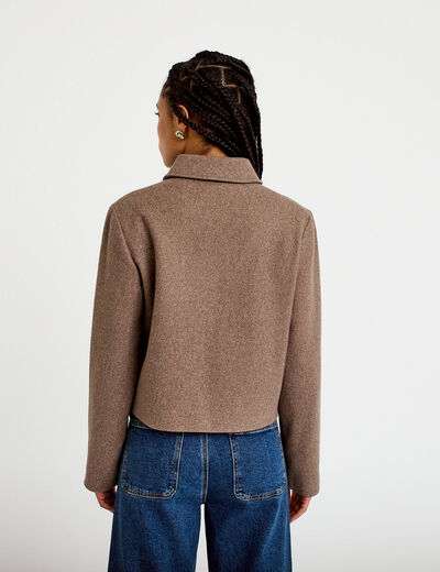 Veste zipp&eacute;e taupe femme