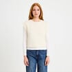 Pull 2-en-1 manches longues col rond ecru femme