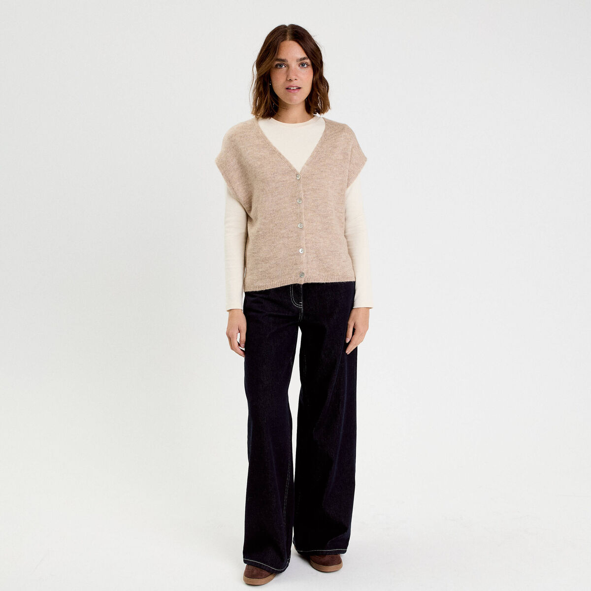 Gilet sans manches sable femme
