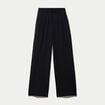Pantalon large taille haute en maille noir femme