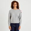 Pull ample col rond manches longues gris clair femme