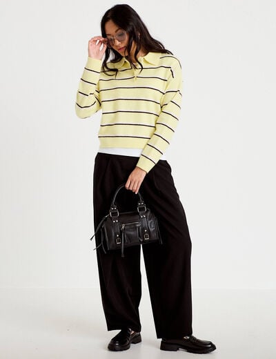 Pantalon bootcut taille basse noir femme