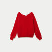 Pull ample col bateau manches longues rouge femme