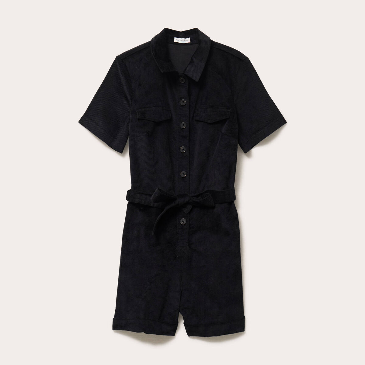 Combishort en velours noir femme
