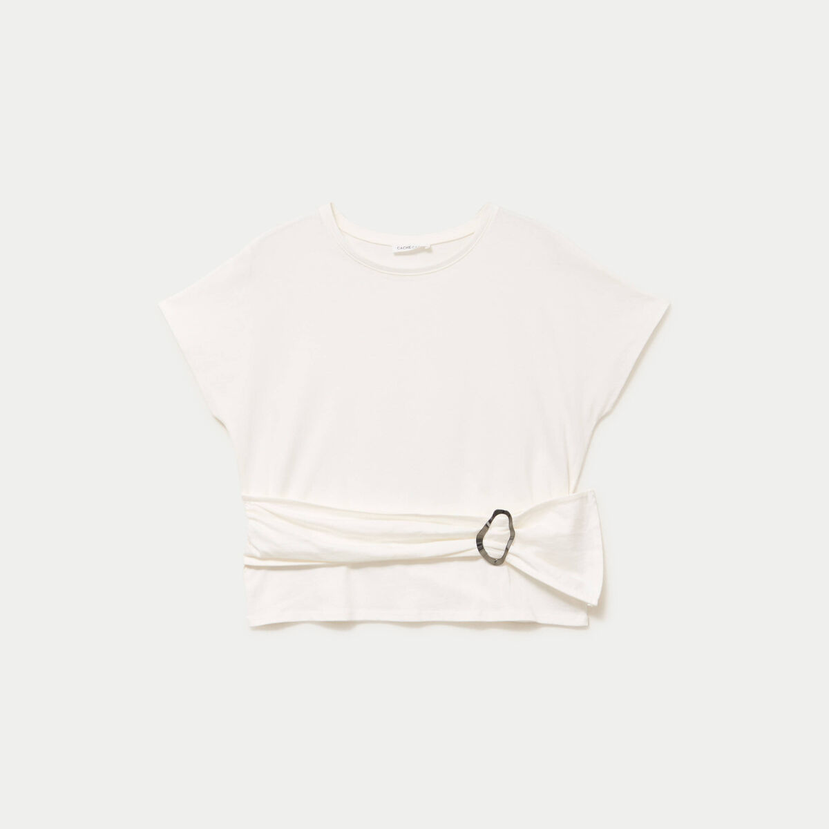 T-shirt ceintur&eacute; ecru femme