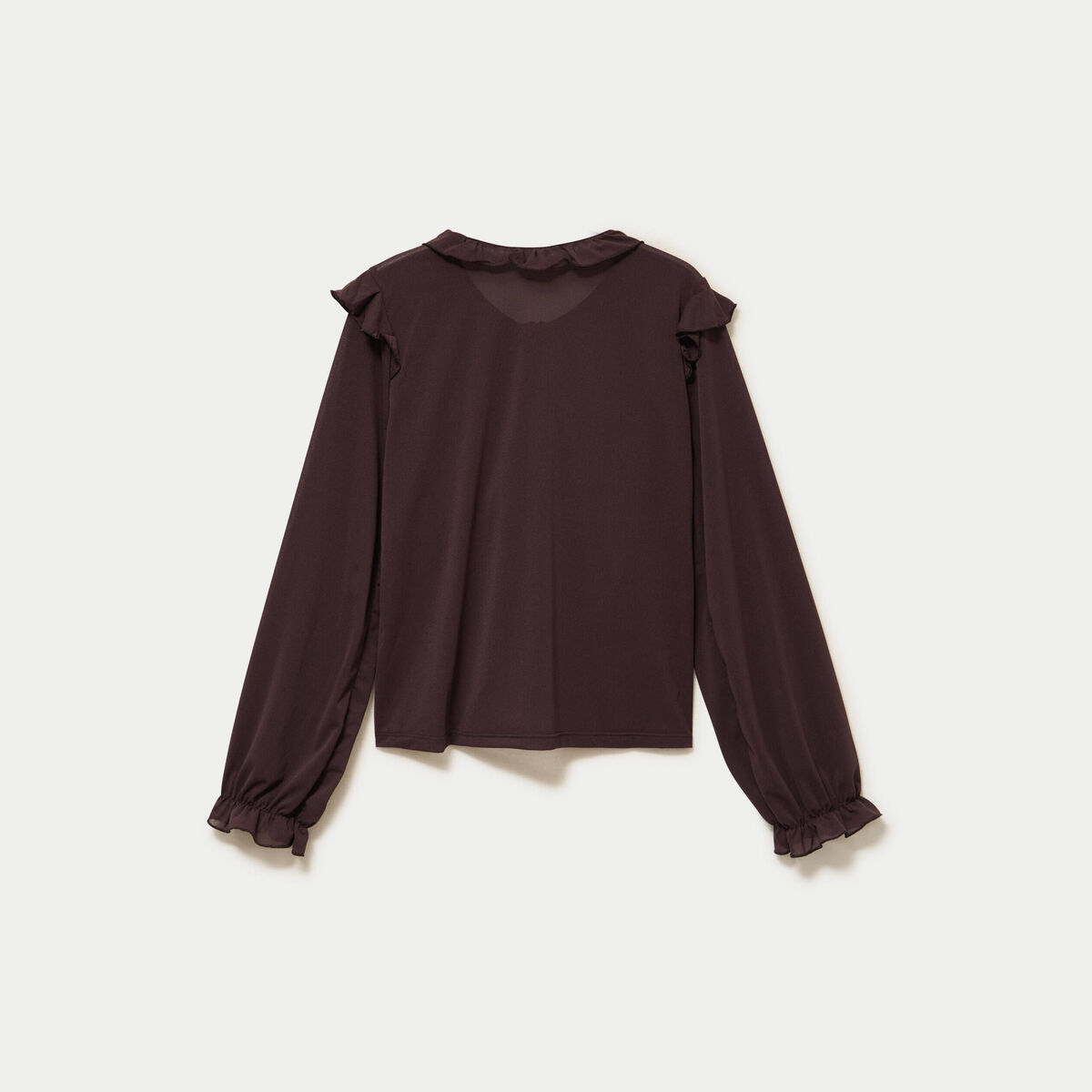 Blouse ample col v manches longues bordeaux femme