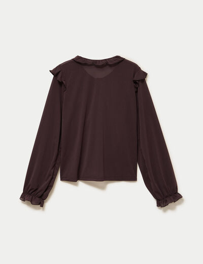 Blouse ample col v manches longues bordeaux femme