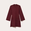 Robe manches longues col montant bordeaux femme