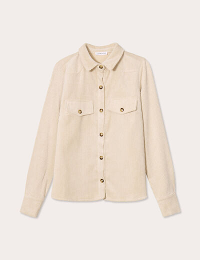 Chemise velours c&ocirc;tel&eacute; sable femme