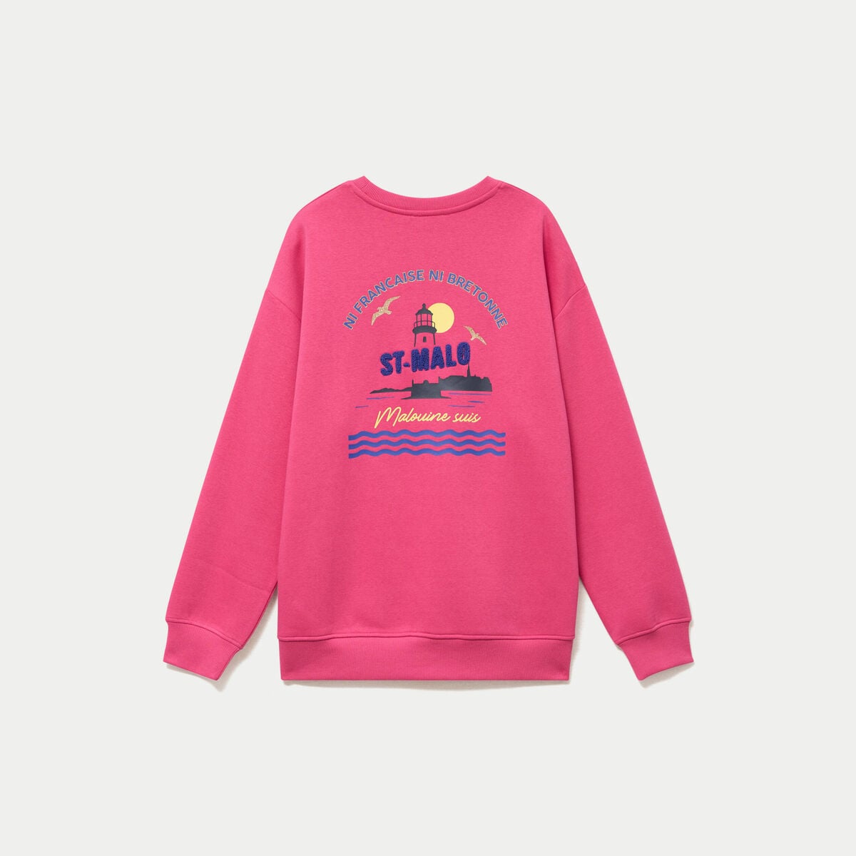 Sweat col rond manches longues rose fushia femme